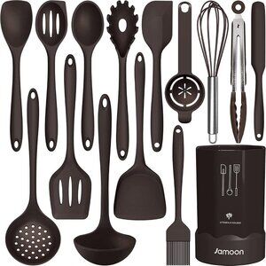 🆕 Silicone Heat Resistant Kitchen Utensils Spatula Turner Tongs Spoon Nonstick
